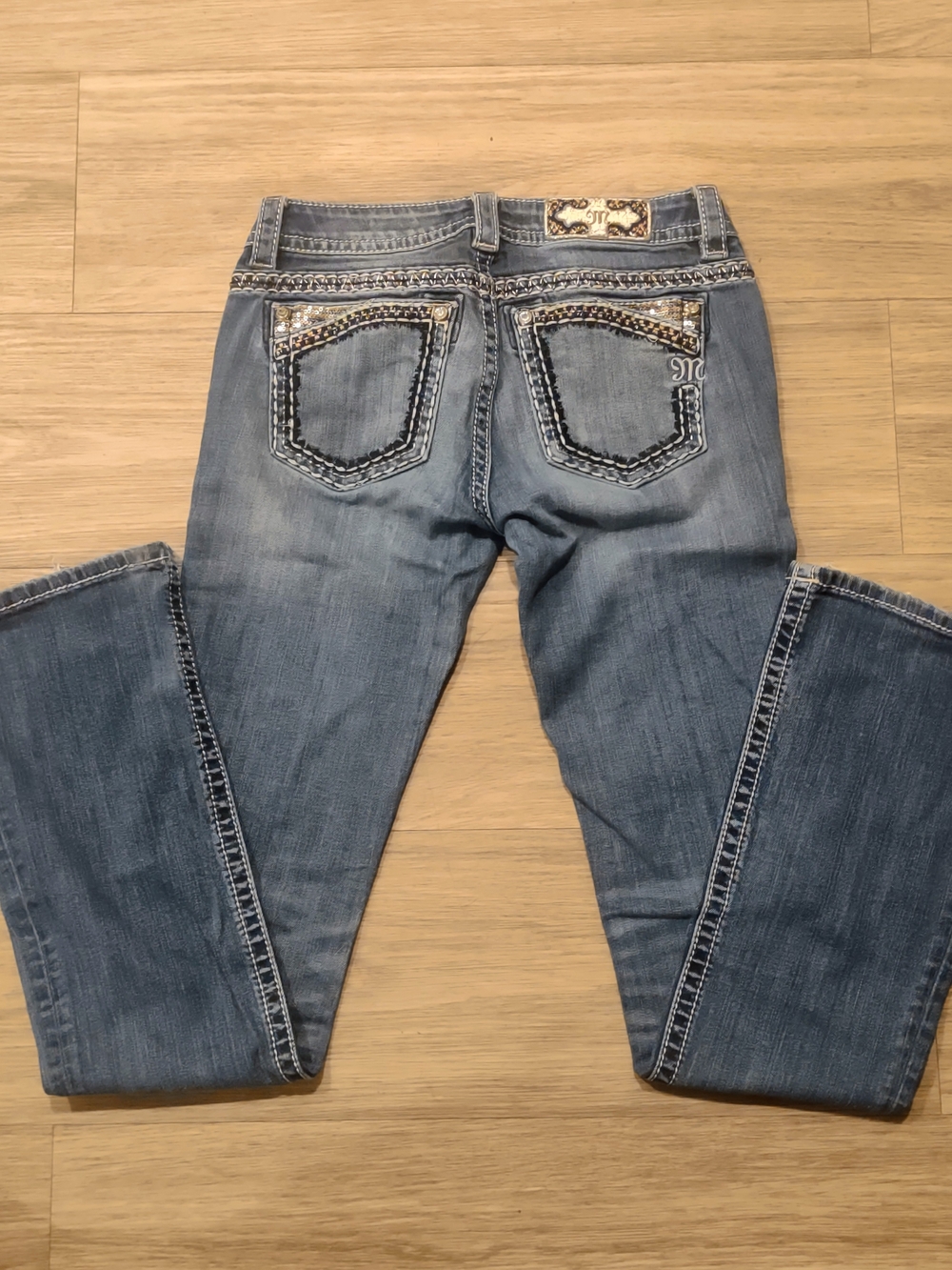 Miss Me Light Blue Boot Cut Jeans with Embellished Back Pockets
